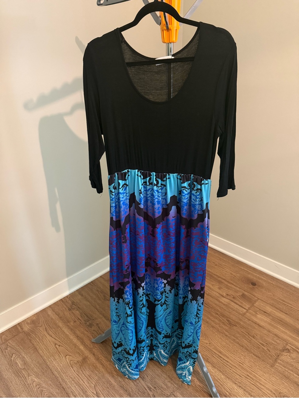 Black & Blue Patterned Maxi Dress